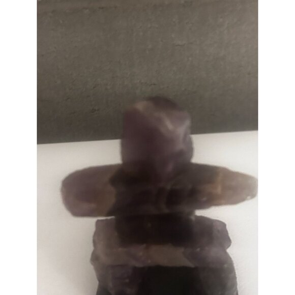 Inukshuk Amethyst Canadian Thunder Bay Carved Stone Figure Statue - Picture 4 of 8